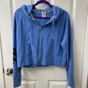 PINK Zip-Up Crop Sweatshirt